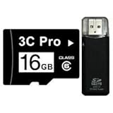 3C Pro 16GB 16G microSD microSDHC Memory Card Class 6 with SD Adapter and U ....