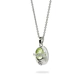 Eve's Addiction Designer Inspired Peridot CZ Silver Baby Shoe Pendant