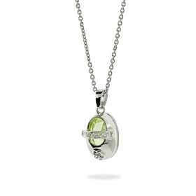 Eve's Addiction Designer Inspired Peridot CZ Silver Baby Shoe Pendant