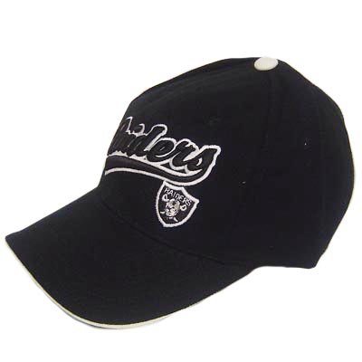 NFL OAKLAND RAIDERS SCRIPT BLK WHITE ANNCO OSFA HAT CAP