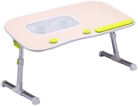 Adjustable Wooden Laptop Desk Notebook Computer Stand with Built in Cooling double Fans Portable, Foldable Lap Desk-Green