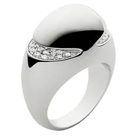 Bvlgari Cabochon 18kt White Gold Diamond Pave Size 6.25 Ring 339117 by 