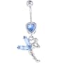 Solar Blue Jeweled Heart and Fairy Dangle Belly Ring