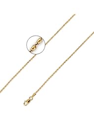 10K Solid Yellow Gold Diamond Cut Rope Chain Necklace with Lobster Clasp 1mm 14"