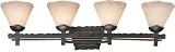 Boulder 4 Light Colorado Iron and Stone Glass Vanity Wall Lighting Fixture