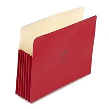 Wilson Jones Colorlife Recycled (50%) Expanding File Pockets, Legal Size, 5-1/4" Expansion, Red, 10/Box, WCC76R