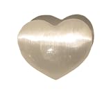 Selenite Heart 01 White Crystal Healing Puffy Natural Stone w/ Pouch