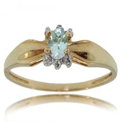 Genuine Oval Aquamarine Ring Solid Yellow Gold