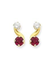 MadiK® 14K Yellow Gold Synthetic Ruby July Birthstone Post Earrings