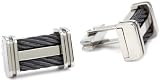 Edward Mirell Men's Grey Titanium Cufflinks with Black Memory Cable