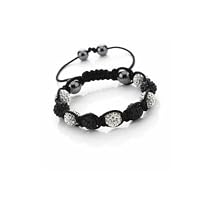 Bling Jewelry Shamballa Bracelet Unisex Black Swarovski Crystal Beads 12mm
