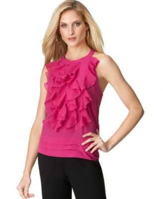 ECI Sleeveless Ruffled Halter Top