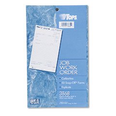 TOPS 3868 Job Work Order Snap Off  Triplicate Form  5 1 2X8 1 2  50 Sets Pk