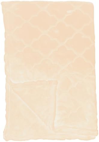 Family Pl Premium Moroccan Embossed Velvet Plush Ultra Soft Throw Blanket, 50 X 70 Inches (Cream)