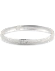 Sterling Silver "X" Pattern Diamond Cut Flex Bangle Bracelet