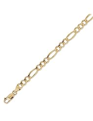 14K Solid Yellow Gold Figaro Chain Bracelet 6.0mm (15/64 in.) - 8 in.