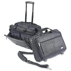 Full-Grain Leather Rolling Notebook Computer Case - Black