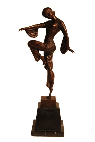 Bronze Chiparus Art Deco Dancer Hand Crafted Sculpture Marble Base