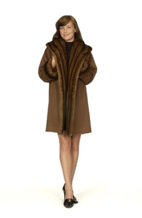 100% 17 Ounce Loro Piana Cashmere Straight Body 3/4 Coat w/Mink Tuxedo, Shawl Collar & Cuffs USA Made