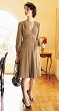 FAUX WRAP DRESS WITH FRONT PLEATS