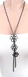 Improving Lifestyles Necklace Long no Clasp 3 Flower Gunmetal