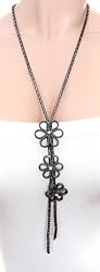 Improving Lifestyles Necklace Long no Clasp 3 Flower Gunmetal