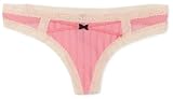 Betsey Johnson Women’s Zipper Stripe Lo Rise Wide Side Thong,Pink Cheeks,Small