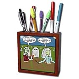 Rich Diesslins Funny General Cartoons - Halloween - Zombies are Invited to Michael Jacksons Party - Tile Pen Holders-5 inch tile pen holder