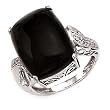 14k White Gold, Diamond & Onyx Ring (0.05ctw)- Sizes 5-9