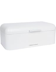 Kitchen: White Bread Box - Countertop Stainless Steel Bread Bin - Large Food Storage Container For Bagels Loaves & More- Tight-Seal Lid Keeps Bread Fresh (16.5 x 9 x 6.5") - Bonus EBook - Culinary Couture