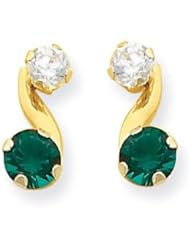 MadiK® 14K Yellow Gold Synthetic Emerald May Birthstone Post Earrings