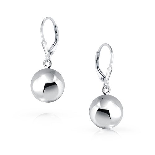 Bling Jewelry Sterling Silver Round Bead Ball Dangling Leverback Earrings