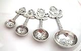 Coffee TEAPOT cup MEASURING SPOONS set 4 EMBOSSED