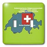 777images Flags and Maps - Map and Flag of Switzerland with Swiss Confederation printed in English, German, French and Italian - Light Switch Covers - double toggle switch