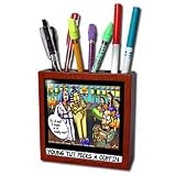 Londons Times Funny Music Cartoons - Young King Tut Purchase The Right Coffin - Tile Pen Holders-5 inch tile pen holder
