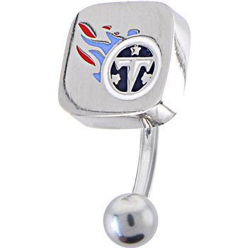 NFL Logo TOP Mount CURVED Belly Ring - Tennessee Titans