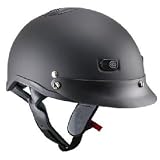 DOT Outlaw Matte Black Vented Half Face Motorcycle Helmet Sz L