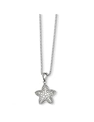 Sterling Silver 18in & CZ Star Necklace. Metal Wt- 1.98g