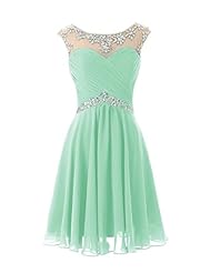 Chiffon Cocktail Floor Length Beaded Ruched Open-Back Pleated Crystals Crystal Evening Dress/Bridesmaid Dress/Party Dress/Wedding Dress/Mini Dress 