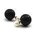 DDU(TM) 1 Pair Black- Charming Double Artificial Bead Earring Ear Ring Ear Stud Decoration