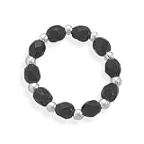Black Czech Glass and Sterling Silver Stretch Toe Ring