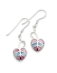 Sterling Silver Multi-colored Shell Heart Earrings QE2642"