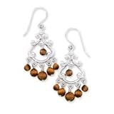 .925 Silver & Tiger's Eye Chandelier Earrings