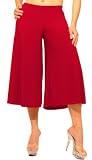 Stretch Gaucho Pants with Banded Waist from Hot Fash Shorts - SALEEN Red