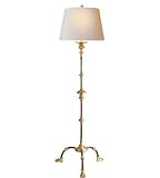 Studio: J. Randall Powers Geoffrey Floor Lamp in Aged Iron and Hand-Rubbed Antique Brass with Natural Paper Shade by Visual Comfort SP1200AI/HAB-NP
