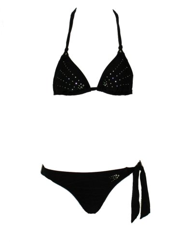 Guess Black or Red Triangle Retro Bikini w/Rhinestones