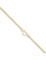 14k Polished Open-Heart Anklet
