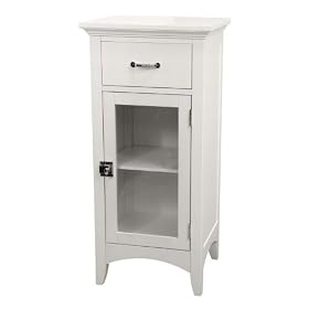 Elite Home Fashions Madison Avenue Collection Shelved Floor Cabinet with Drawer, White Elite Home Fashions Madison Avenue Collection Shelved Floor Cabinet with Drawer, White