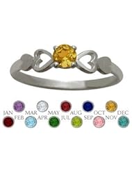 10 Karat White Gold Genuine Citrine Round Shape Baby Ring