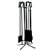 UniFlame 5 Piece Triple-Plated Black Wrought Iron Fireset W/ Crook Handles